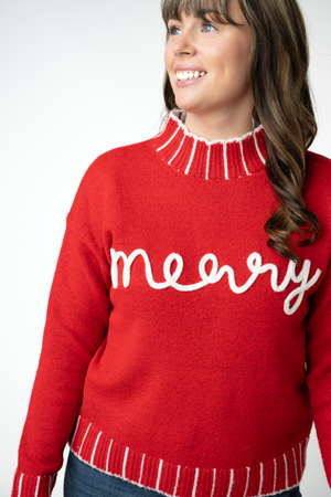 PREBOOK Merry Mock Neck Sweater - Red