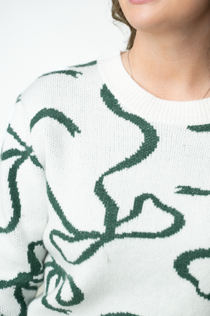 PREBOOK Ribbons Sweater - Ivory and Evergreen