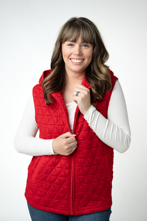 PREBOOK Heather Geometric Hooded Vest - Red