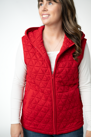 PREBOOK Heather Geometric Hooded Vest - Red