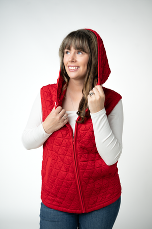 PREBOOK Heather Geometric Hooded Vest - Red