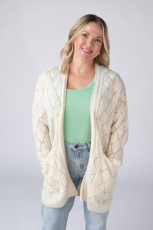 Open Knit Cardigan - Ivory by Michelle Mae