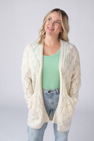 Open Knit Cardigan - Ivory by Michelle Mae