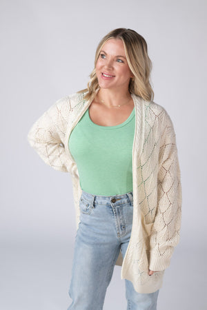 Open Knit Cardigan - Ivory by Michelle Mae
