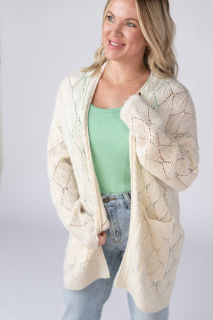 Open Knit Cardigan - Ivory by Michelle Mae