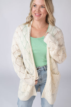 Open Knit Cardigan - Ivory by Michelle Mae