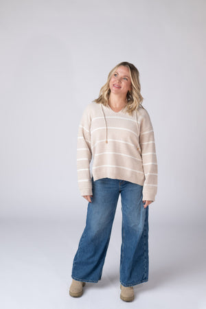 Maddie Striped Hoodie - Natural by Michelle Mae