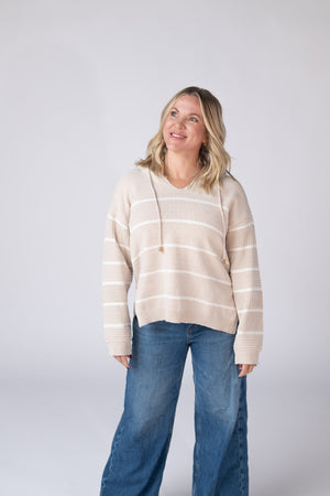 Maddie Striped Hoodie - Natural by Michelle Mae
