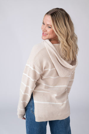 Maddie Striped Hoodie - Natural by Michelle Mae