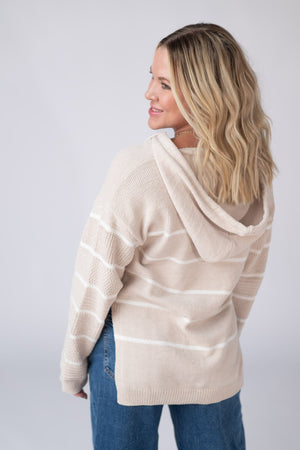 Maddie Striped Hoodie - Natural by Michelle Mae