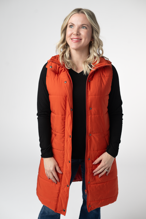 Harlow Long Vest - Pumpkin by Michelle Mae