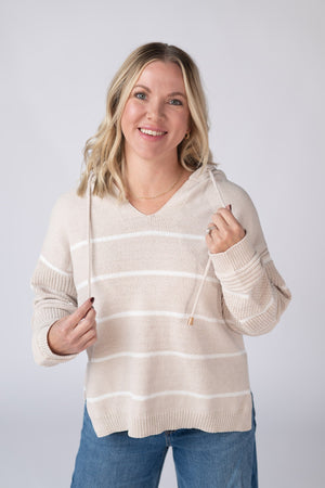 Maddie Striped Hoodie - Natural by Michelle Mae