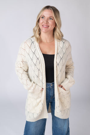Open Knit Cardigan - Ivory by Michelle Mae