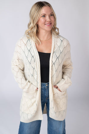 Open Knit Cardigan - Ivory by Michelle Mae