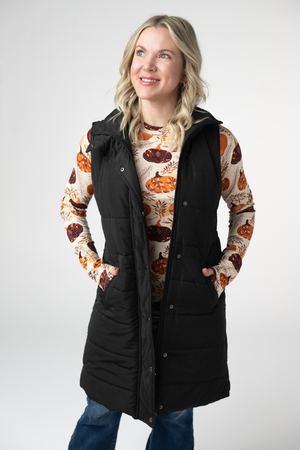 Harlow Long Vest - Black by Michelle Mae