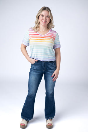 Sophie Top - Rainbow Stripes by Michelle Mae