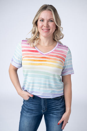 Sophie Top - Rainbow Stripes by Michelle Mae
