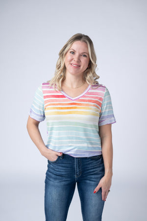 Sophie Top - Rainbow Stripes by Michelle Mae