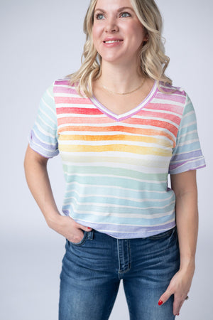 Sophie Top - Rainbow Stripes by Michelle Mae