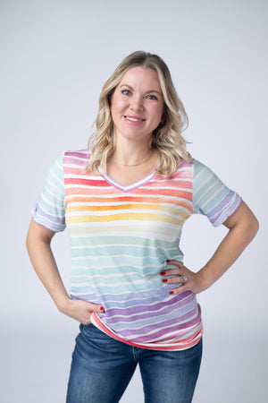 Sophie Top - Rainbow Stripes by Michelle Mae