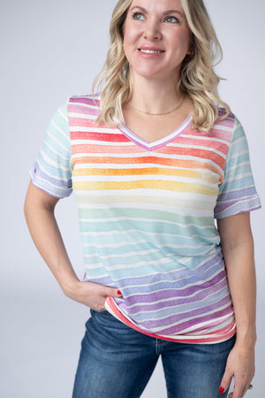 Sophie Top - Rainbow Stripes by Michelle Mae
