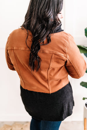 Judy Blue Stretchy Denim Jacket In Rich Toffee