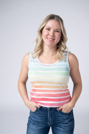 PREBOOK Ava Tank - Rainbow Stripes
