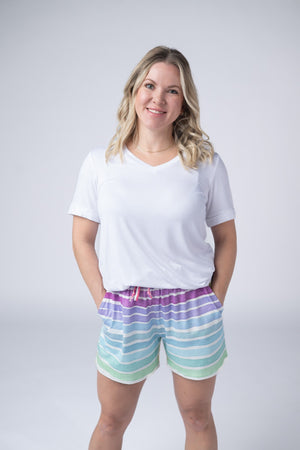 Jamie Shorts - Rainbow Stripes by Michelle Mae