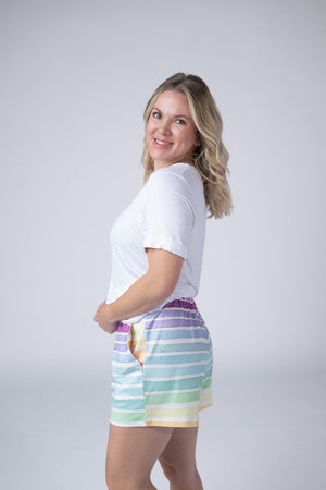 Jamie Shorts - Rainbow Stripes by Michelle Mae