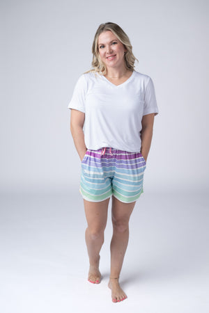 Jamie Shorts - Rainbow Stripes by Michelle Mae