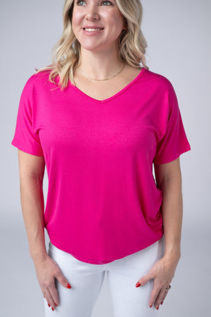 Chloe Cozy Tee - Hot Pink by Michelle Mae