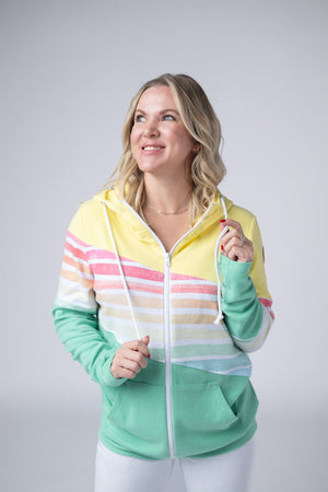 Colorblock Fullzip - Yellow, Rainbow Stripes, and Lime by Michelle Mae