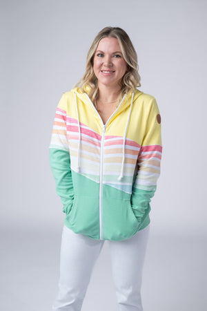 Colorblock Fullzip - Yellow, Rainbow Stripes, and Lime by Michelle Mae