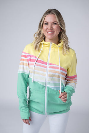Colorblock Fullzip - Yellow, Rainbow Stripes, and Lime by Michelle Mae