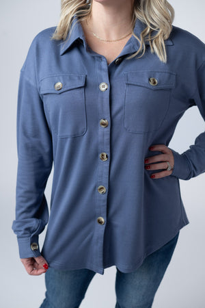 Brenna Button Down Top - Denim by Michelle Mae
