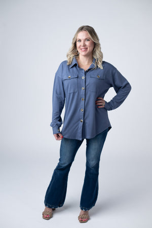 Brenna Button Down Top - Denim by Michelle Mae