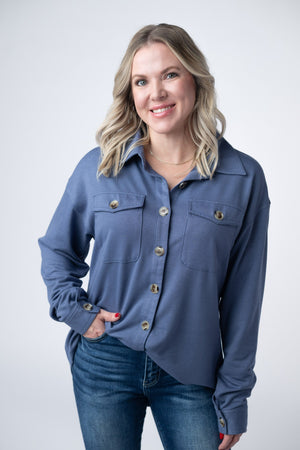 Brenna Button Down Top - Denim by Michelle Mae