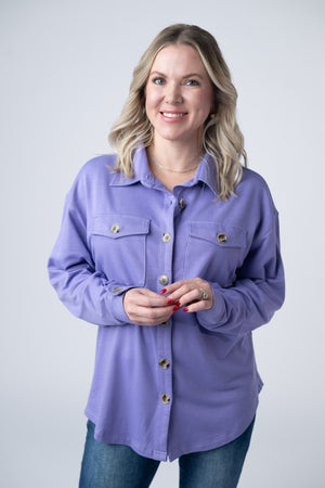 Brenna Button Down Top - Purple by Michelle Mae