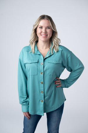 Brenna Button Down Top - Teal by Michelle Mae