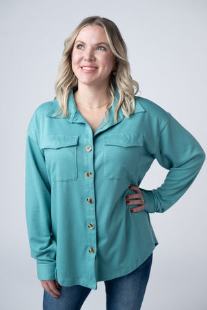 Brenna Button Down Top - Teal by Michelle Mae