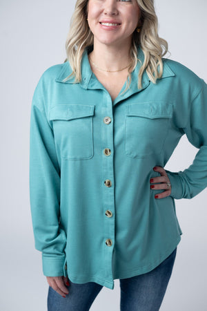 Brenna Button Down Top - Teal by Michelle Mae