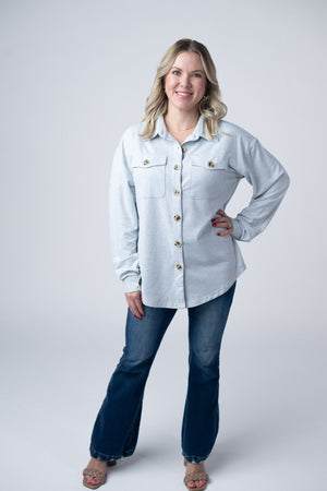 Brenna Button Down Top - Grey by Michelle Mae