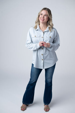 Brenna Button Down Top - Grey by Michelle Mae