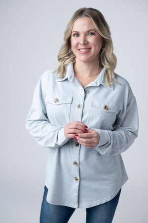 Brenna Button Down Top - Grey by Michelle Mae