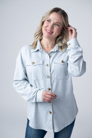 Brenna Button Down Top - Grey by Michelle Mae