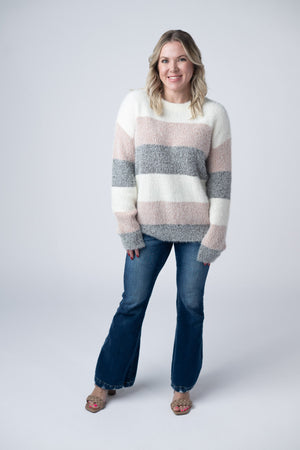 Cozy Block Sweater - Pink and Grey by Michelle Mae