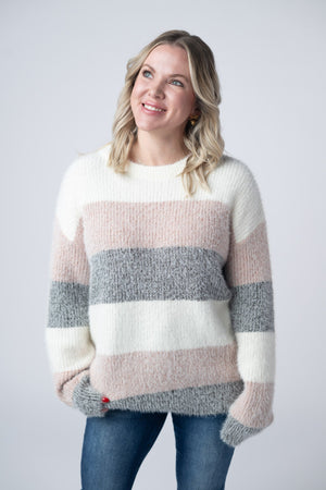 Cozy Block Sweater - Pink and Grey by Michelle Mae