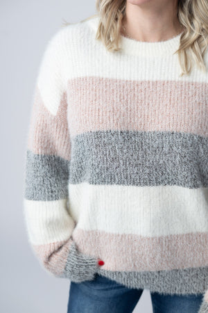 Cozy Block Sweater - Pink and Grey by Michelle Mae