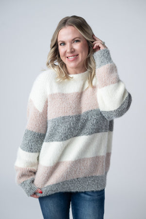 Cozy Block Sweater - Pink and Grey by Michelle Mae