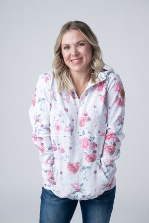 HalfZip Hoodie - Pink Bloom by Michelle Mae